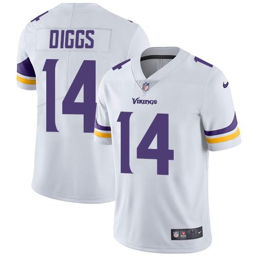 Nike Vikings #14 Stefon Diggs White Men's Stitched NFL Vapor Untouchable Limited Jersey - Click Image to Close